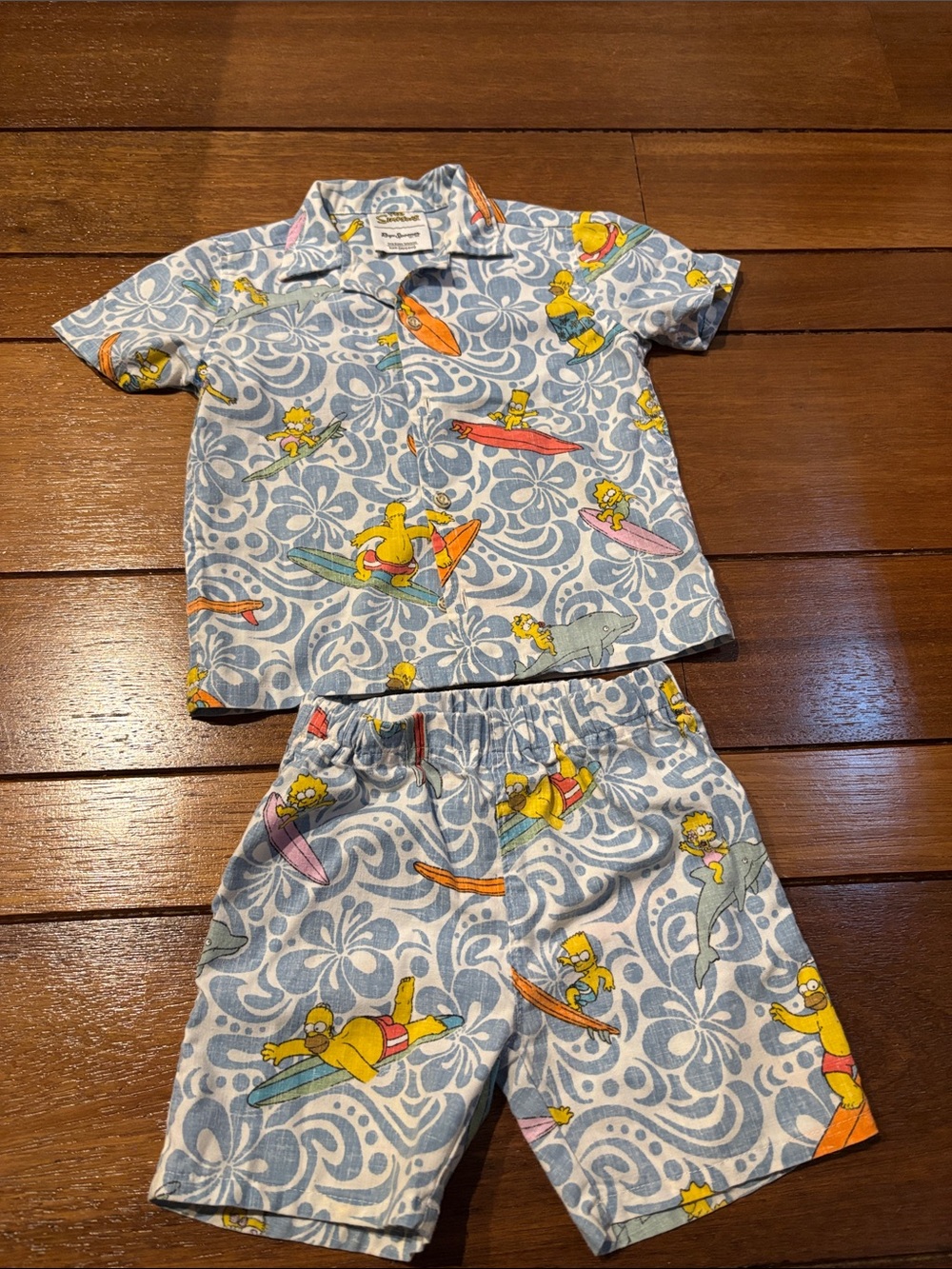 The Simpsons x Reyn Spooner  Hawaiian Shirt and Shorts Set for Kids 3T